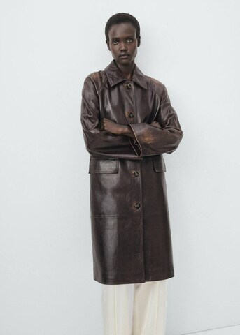 MANGO Between-Seasons Coat in Brown: front