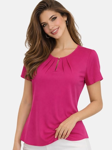 REGINA FASHION Bluza 'Short Sleeve Blouse with Pleated Neckline' | roza barva