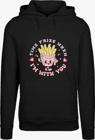 Sweat-shirt 'Time Fries when I am with you Valentinstag' F4NT4STIC en noir : devant