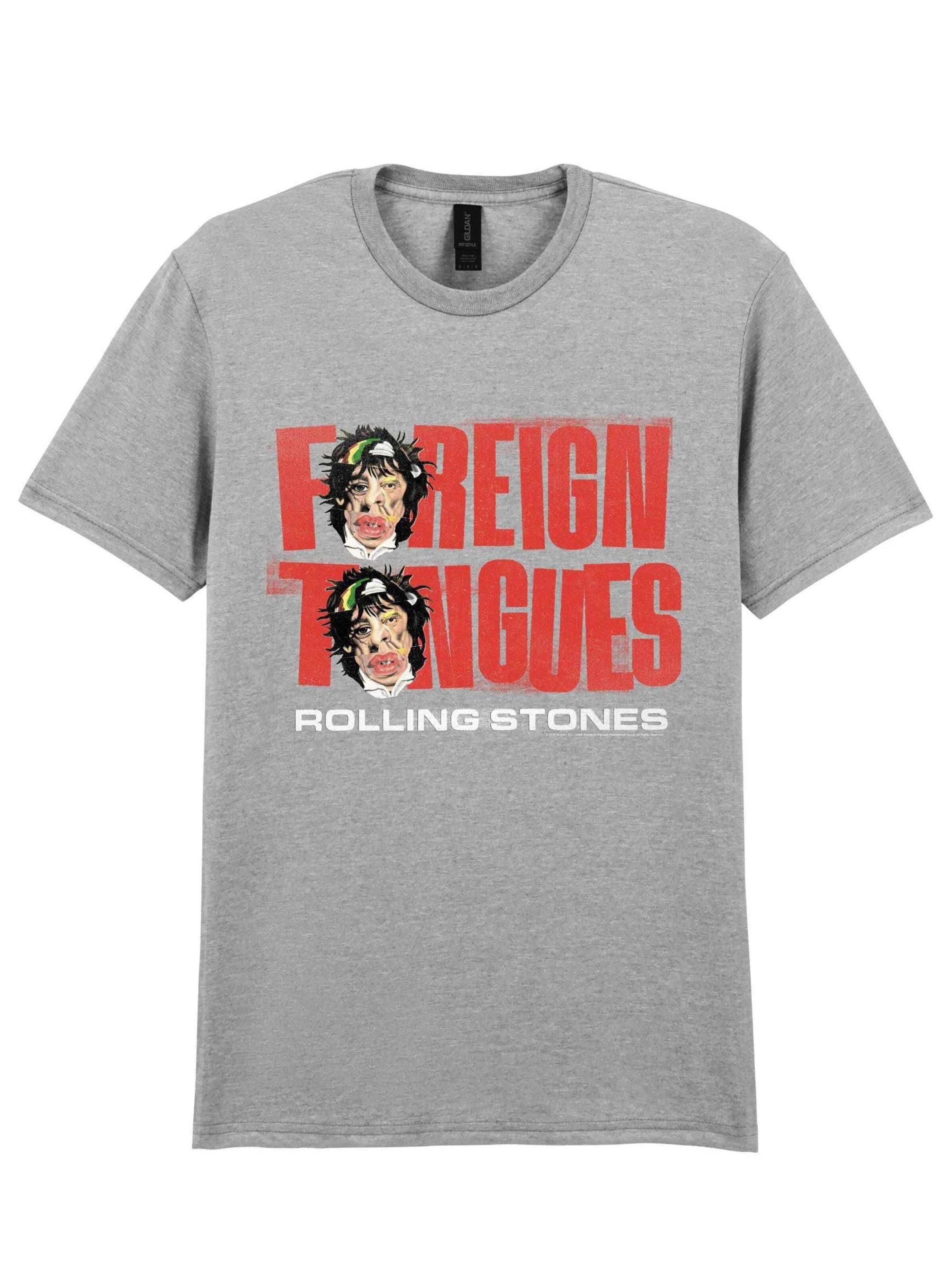 T-Shirt 'Rolling Stones Foreign Tongues Art Two Heads T-Shirt' THE ROLLING STONES en gris : devant