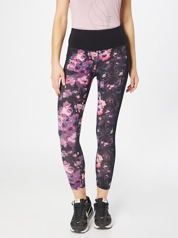 SKECHERS Skinny Workout Pants in Black: front