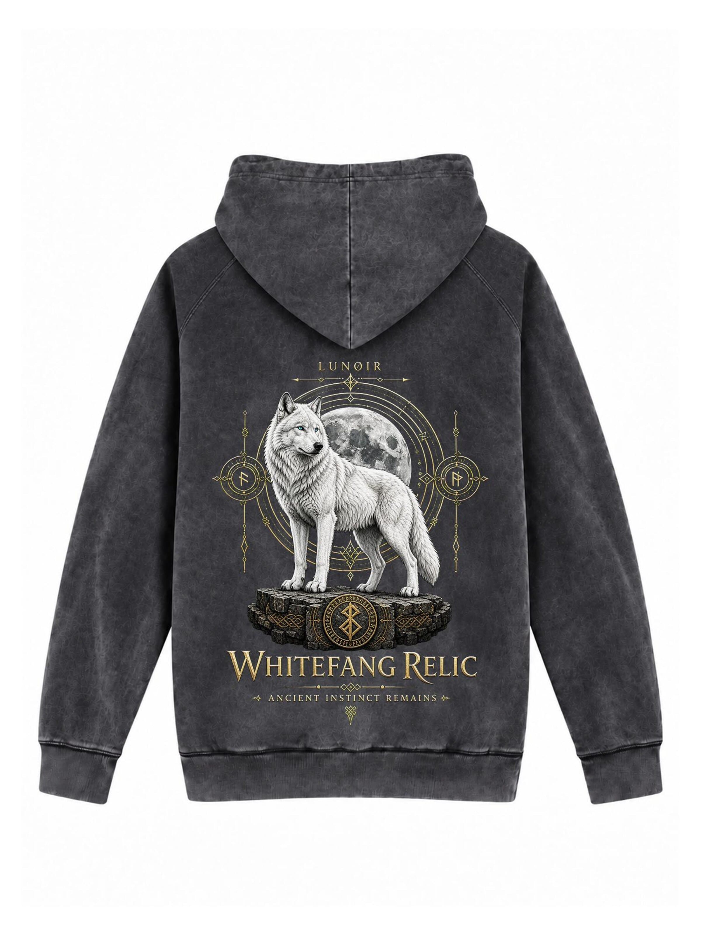 LUNØIR StudioSweater majica 'Whitefang Relic' - crna boja: prednji dio
