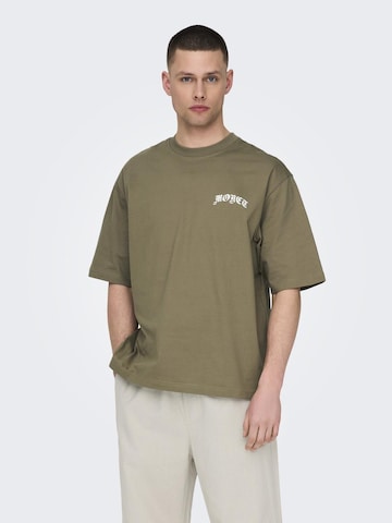 Only & Sons T-shirt 'ART' i grön: framsida
