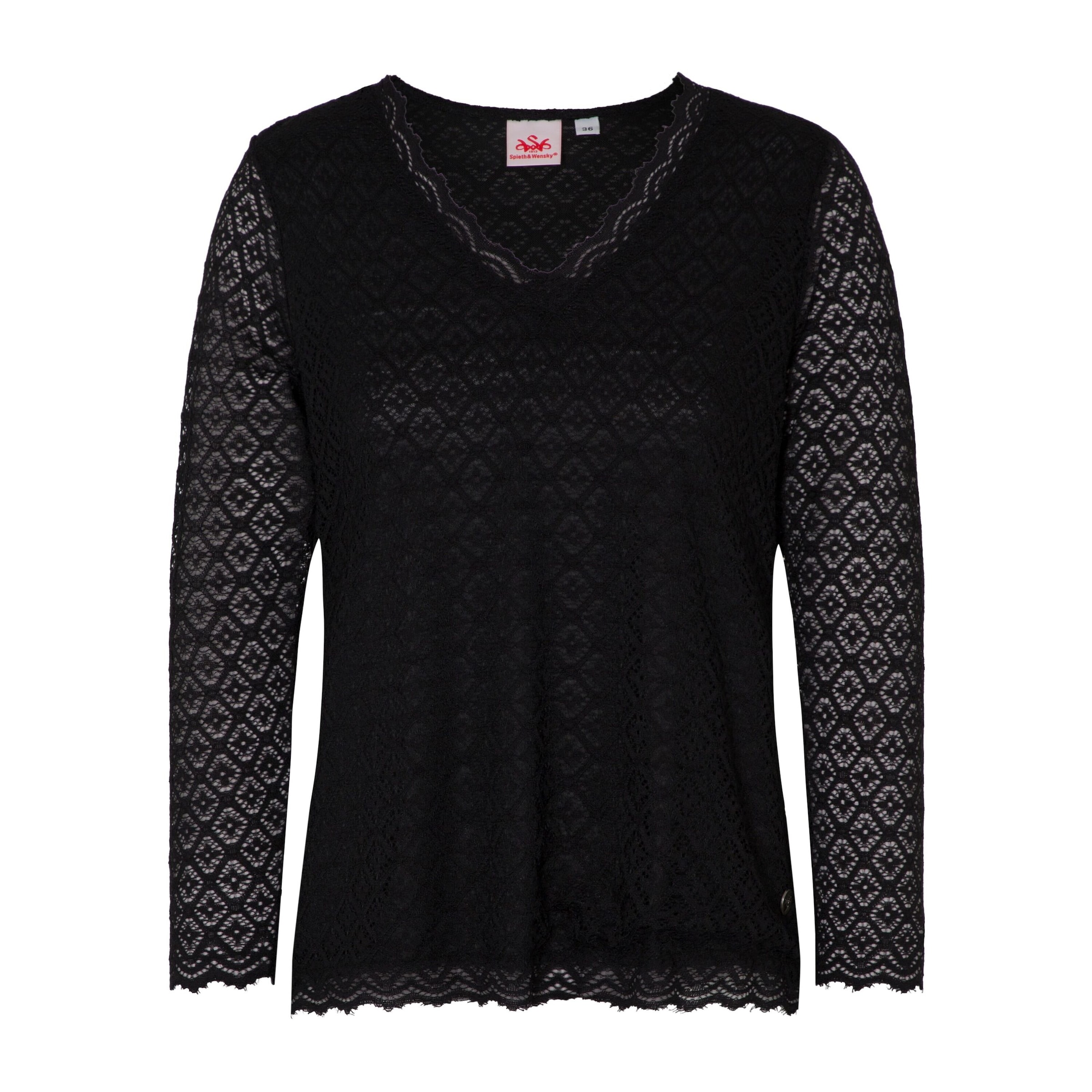 SPIETH & WENSKY Trachtenbluse 'Eva' in Schwarz: Vorderseite