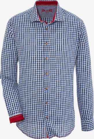 OS-TRACHTEN Slim fit Traditional Button Up Shirt in Blue: front