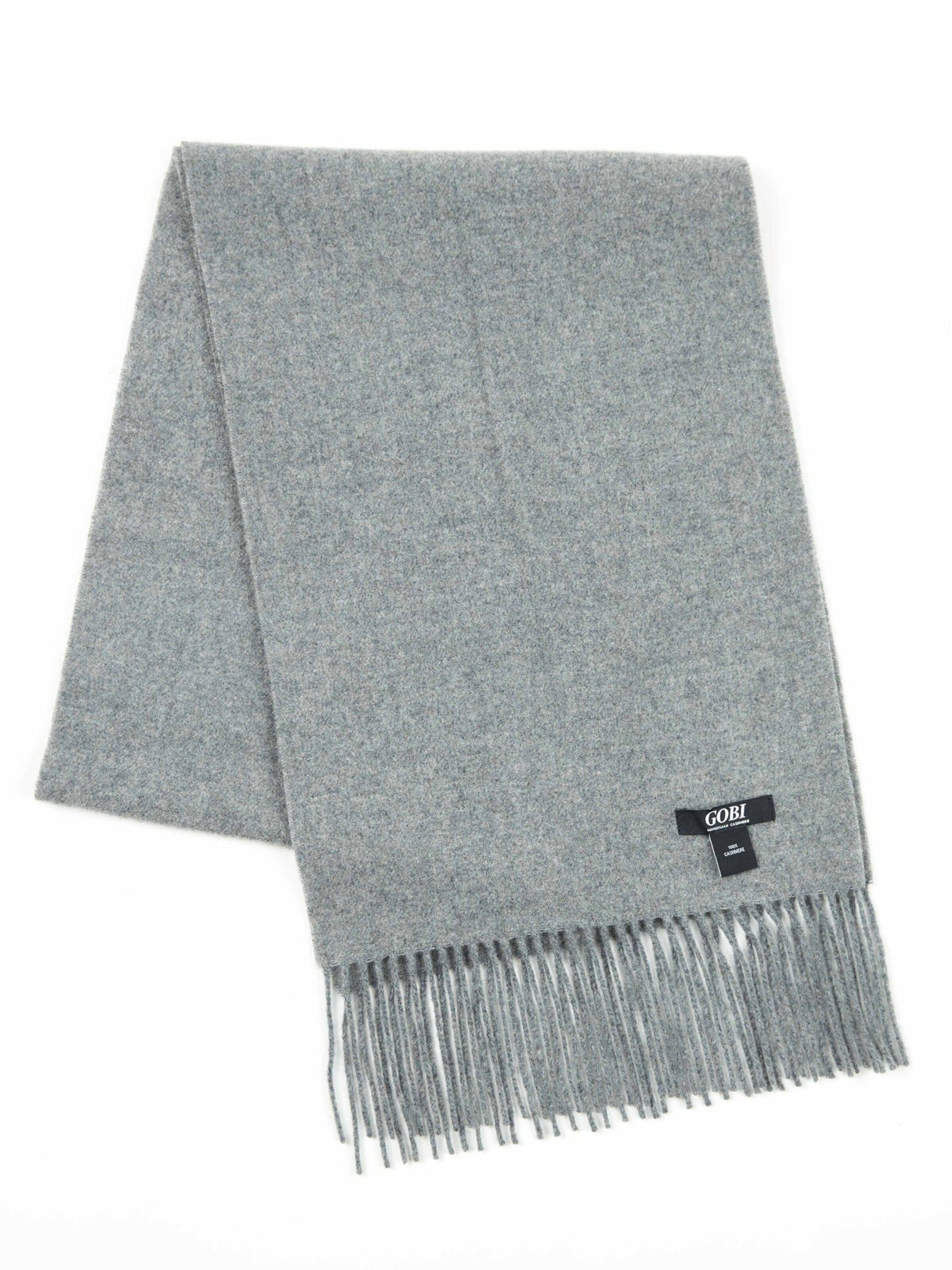 GOBI Cashmere Halsduk 'Unisex Cashmere Fringed Scarf' i grå: framsida
