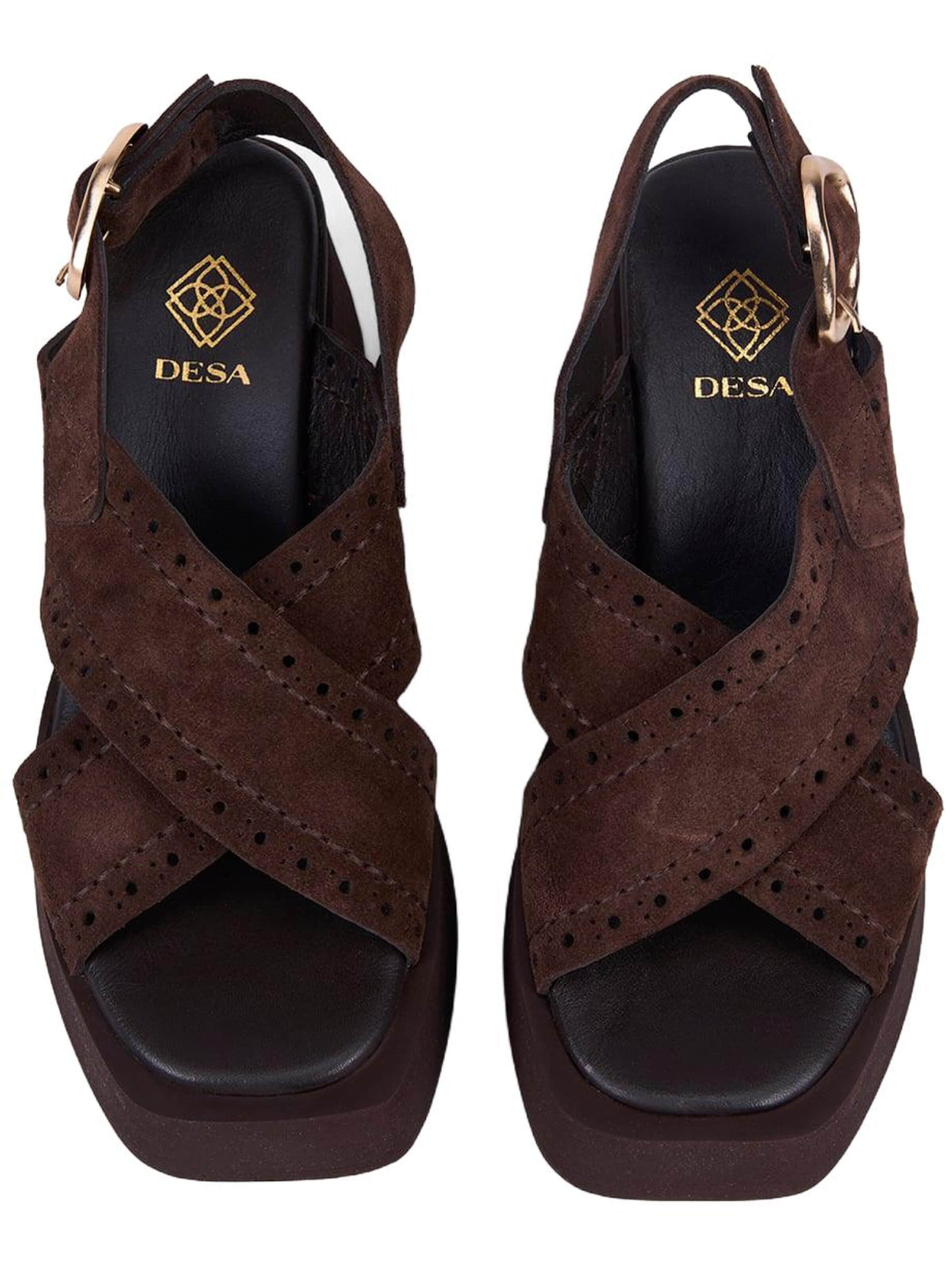 Sandales 'Keilsandalen' Desa en marron