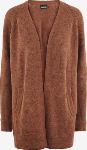 PIECES Knit Cardigan 'Ellen' in Brown: front