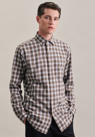 SEIDENSTICKER Regular fit Button Up Shirt in Brown: front