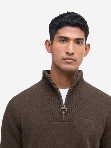 Barbour Gebreid vest 'ESSENTIAL L/WOOL HALF ZIP 262MMKN0339' in Bruin