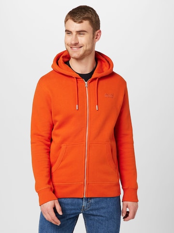Superdry Zip-Up Hoodie 'Essential' in Orange: front