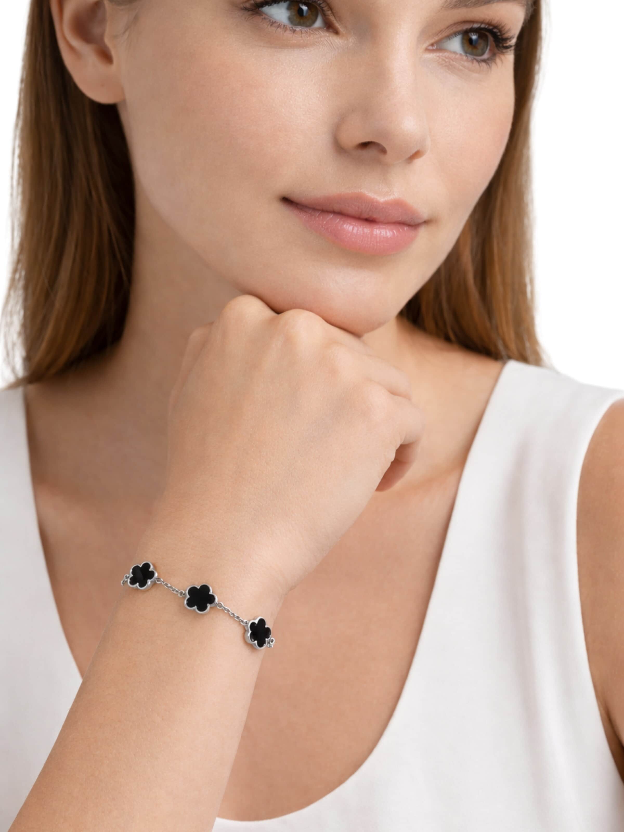 Pure Schmuck Bracelet 'Clover' in Silver: front