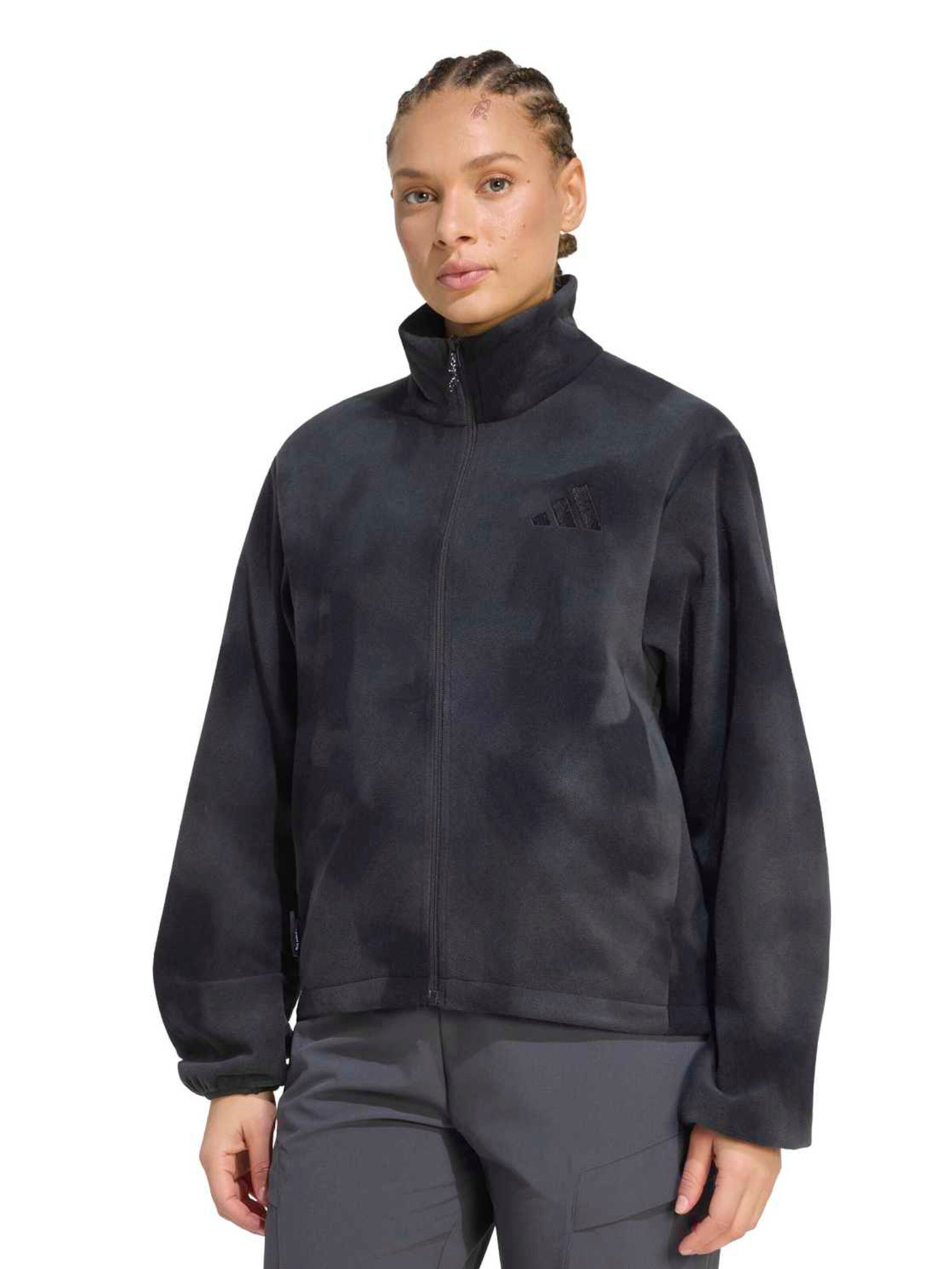 ADIDAS TERREX Athletic Fleece Jacket in Black: front