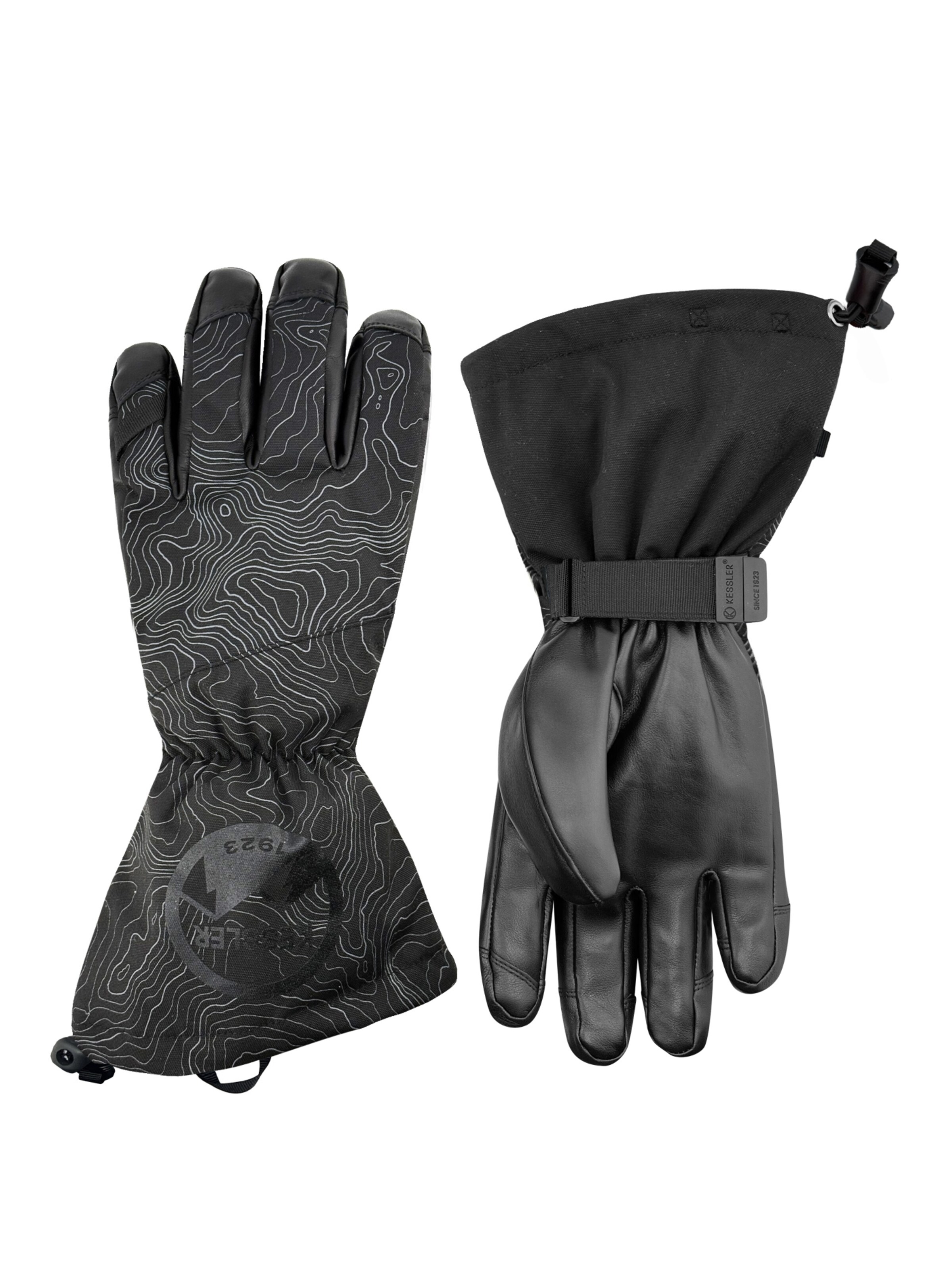 KESSLER Full Finger Gloves in Black: front