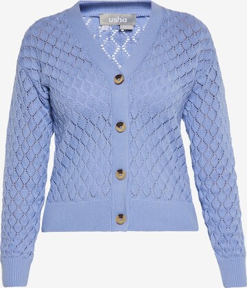 Usha Knit Cardigan in Blue: front