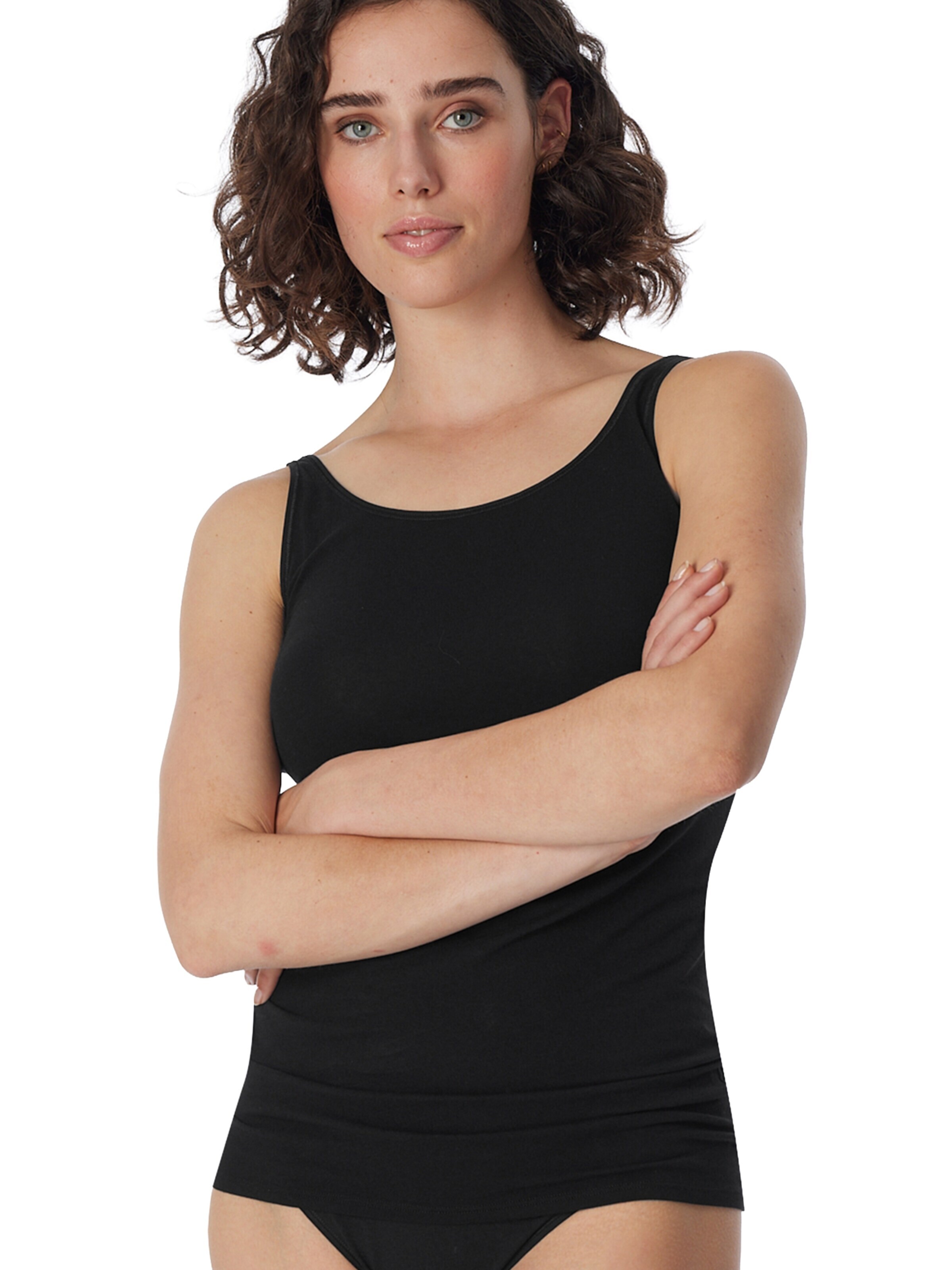 SCHIESSER Undershirt '2er Pack Trägertop 95/5 Cotton' in Black