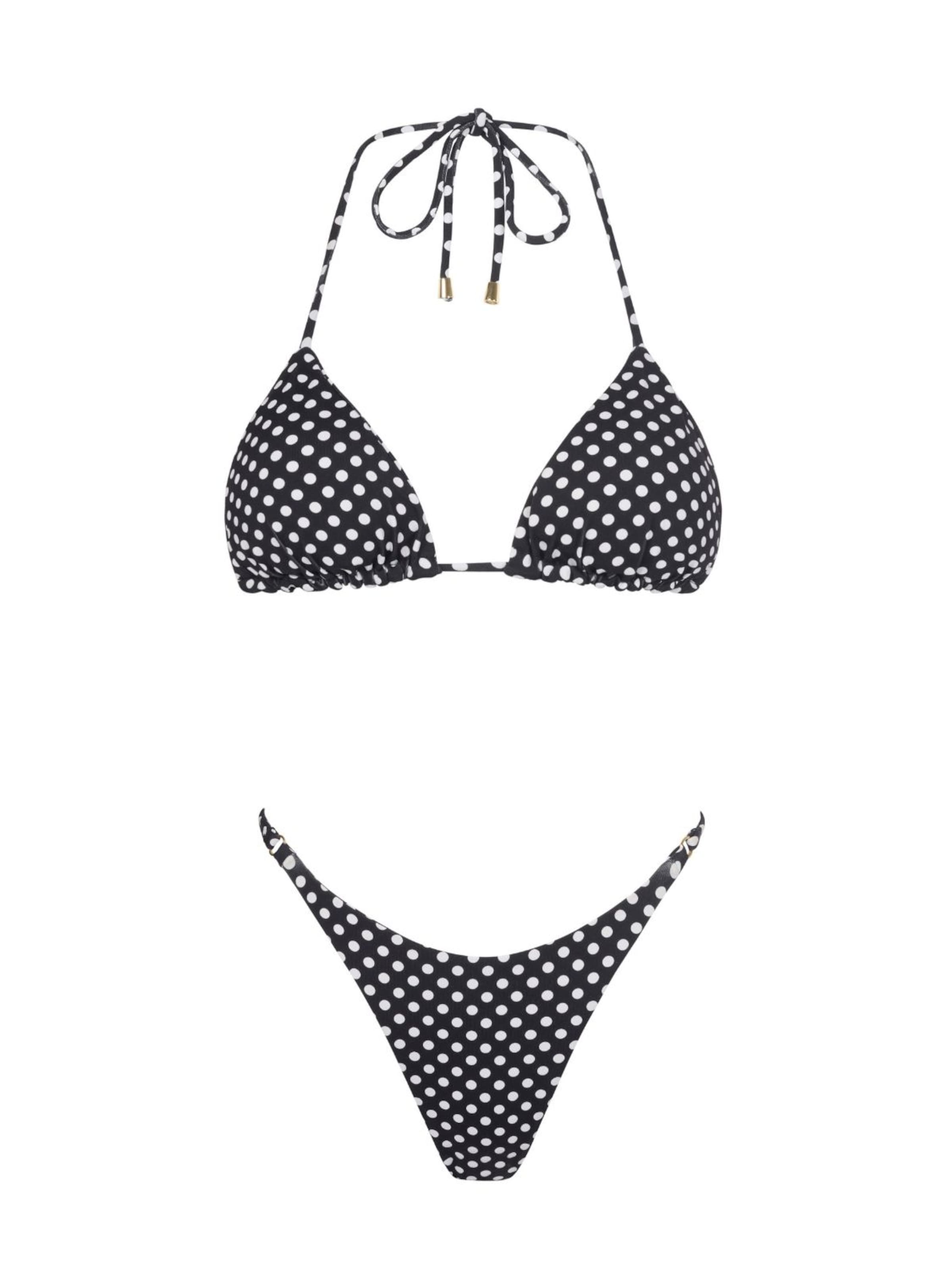 Acuarela Brand Triangel Bikini 'Polka Dots' in Zwart: voorkant