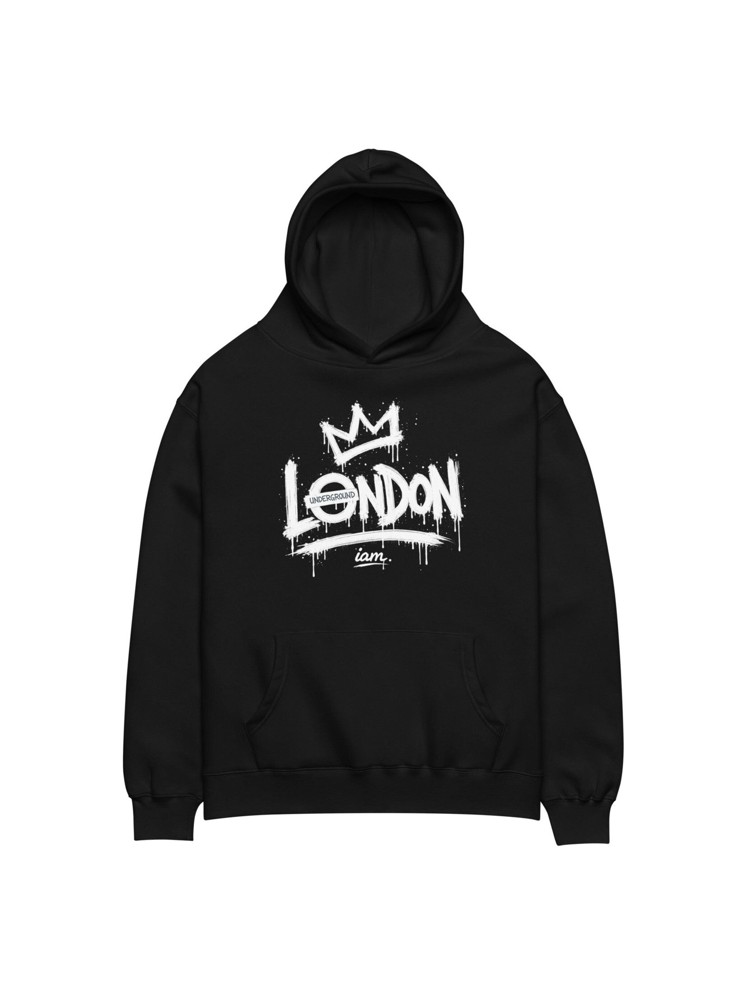iam. Sweatshirt 'LONDON - THE HEAVY HOODIE' in Zwart: voorkant