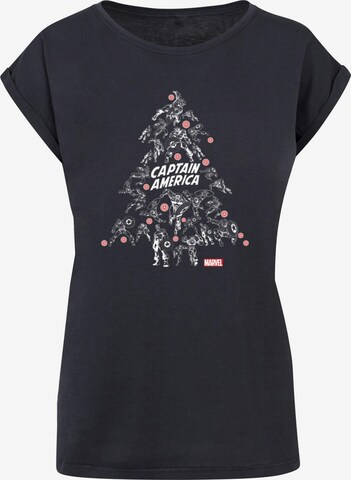 Maglietta 'Captain America - Christmas Tree' di ABSOLUTE CULT in blu: frontale