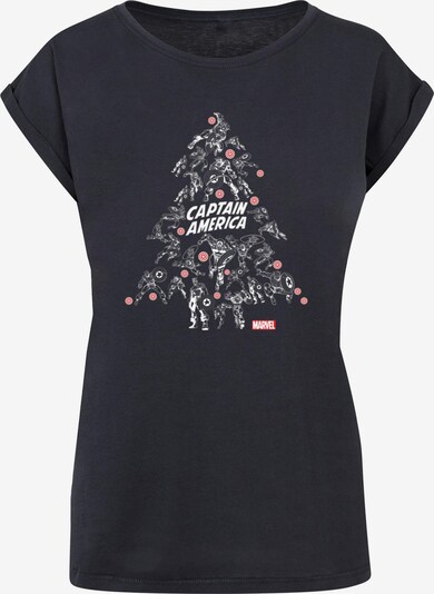 ABSOLUTE CULT T-shirt 'Captain America - Christmas Tree' en bleu nuit / rouge / blanc, Vue avec produit