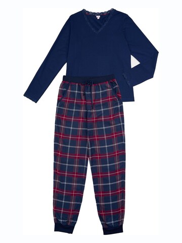 La V Pajama 'Pyjama met kant contrast' in Blue