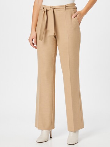 s.Oliver BLACK LABEL Wide leg Pleat-Front Pants 'Charlotte' in Brown: front