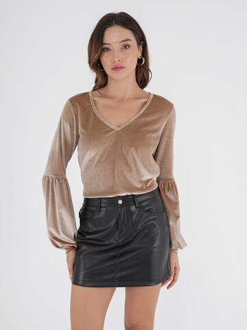 FRESHLIONS Blouse 'SANIA' in Beige: front