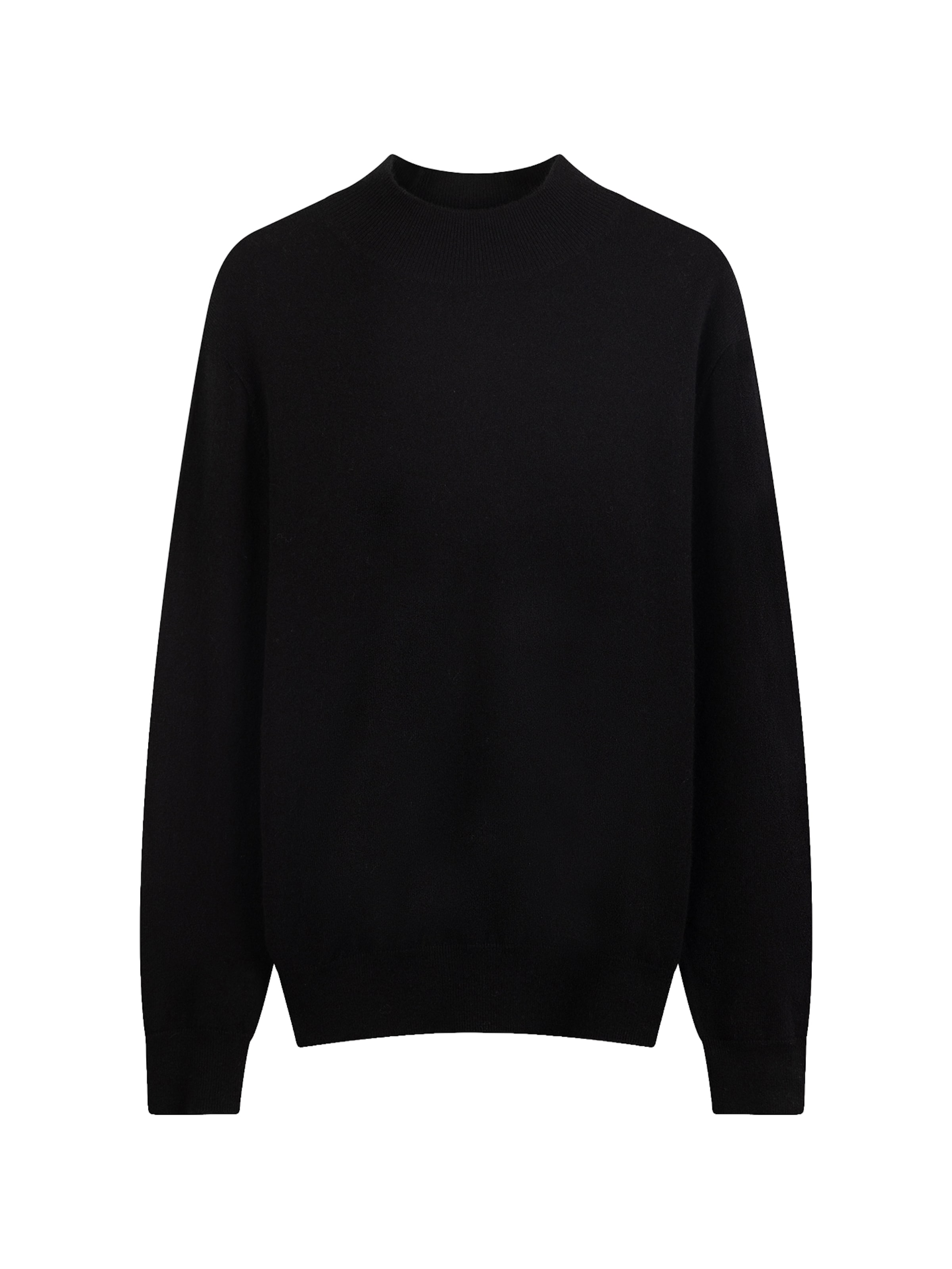 GOBI Cashmere Sweater 'Men's Timeless Mock Neck Cashmere Sweater' in Black: front