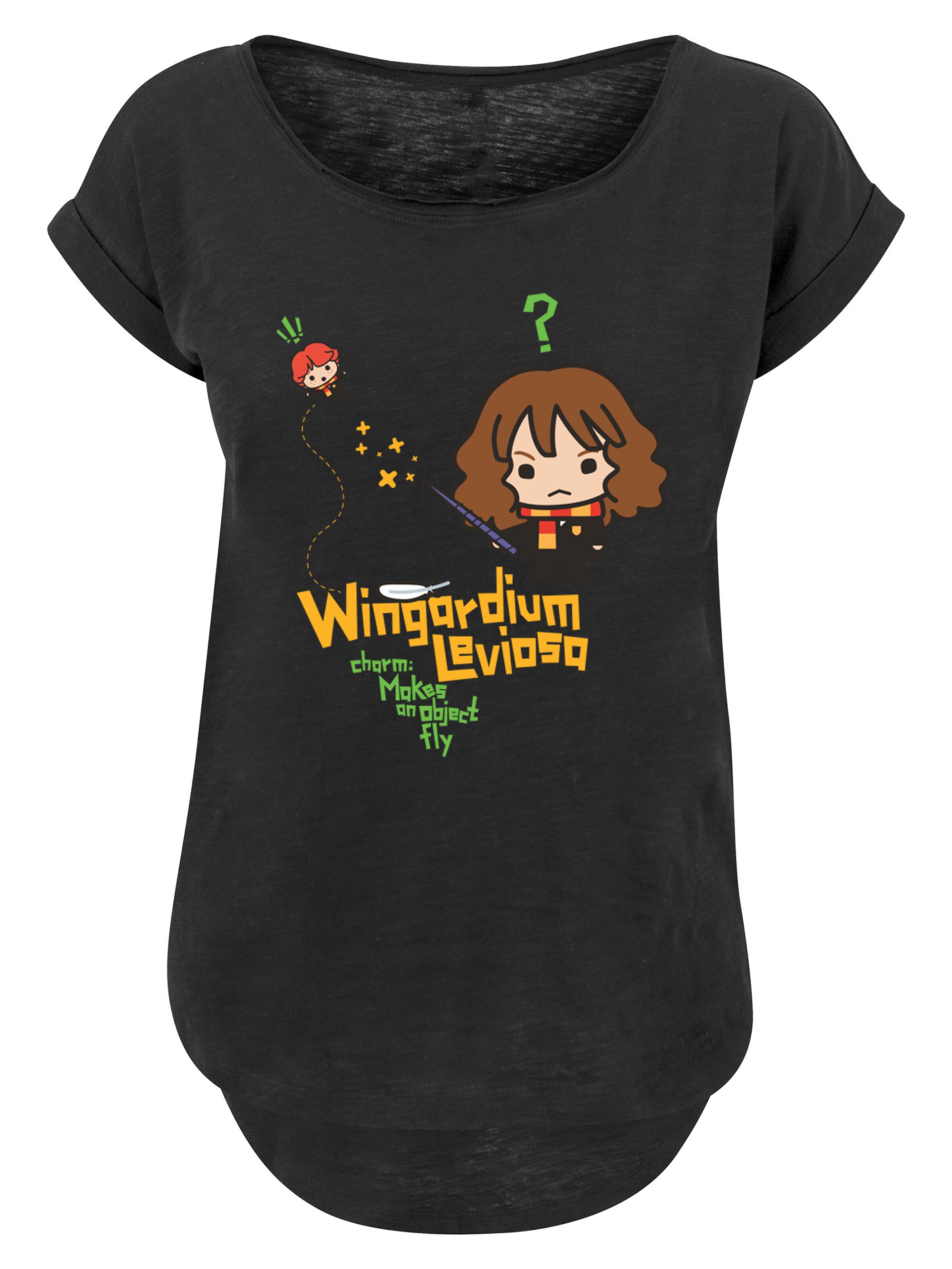 F4NT4STIC T-Shirt 'Harry Potter Hermione Granger Wingardium Leviosa Junior' in kastanienbraun / goldgelb / grün / schwarz, Produktansicht