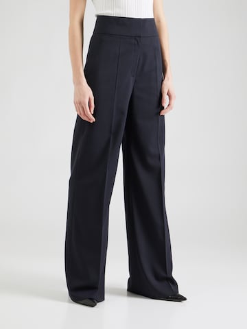 HUGO Red Wide leg Pleated Pants 'Himia' in Blue: front