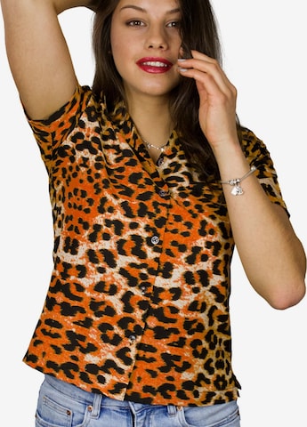 King Kameha Bluse 'Leopard' in Orange: Vorderseite