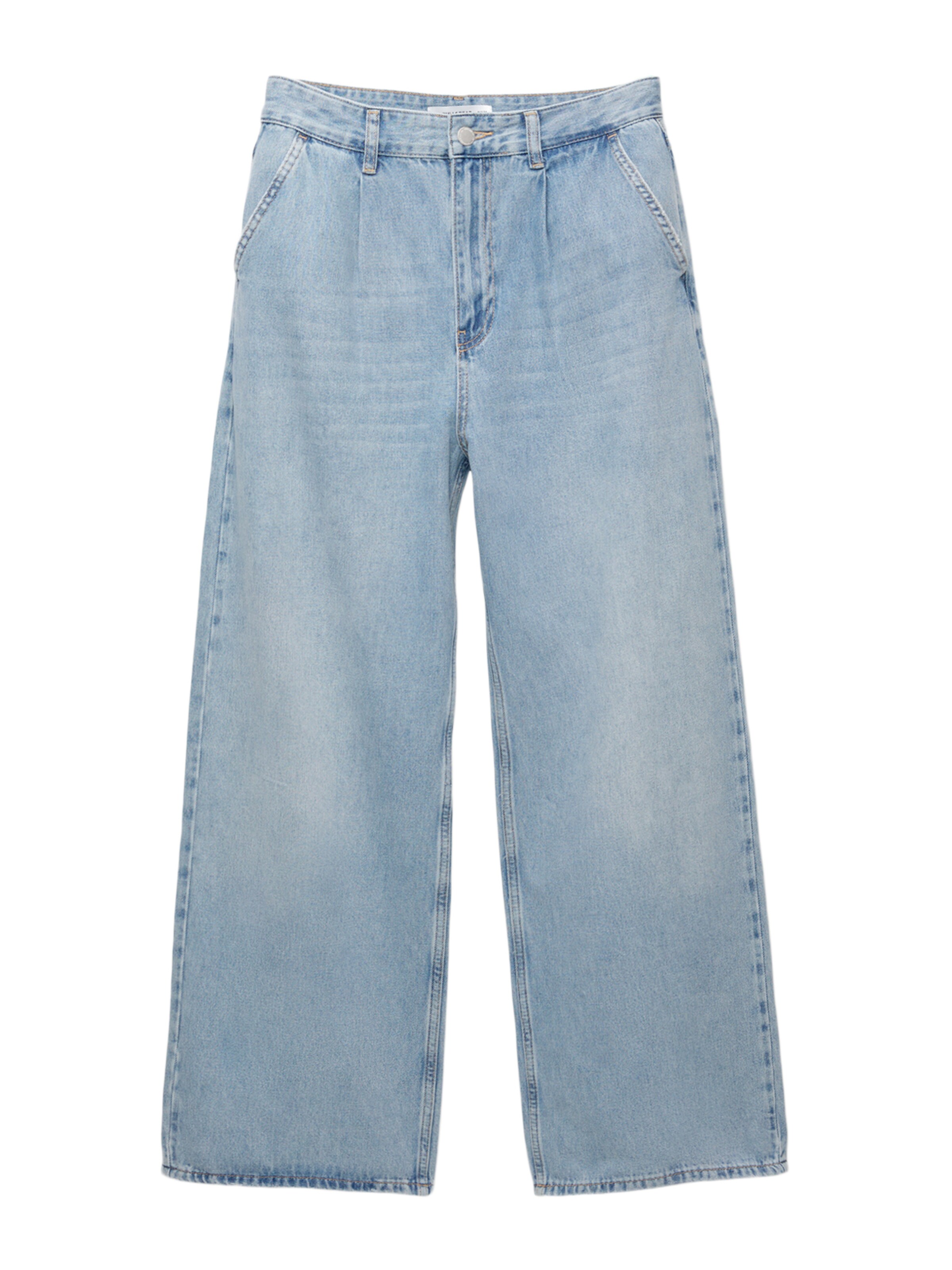 Wide leg Jeans con pieghe di Pull&Bear in blu: frontale