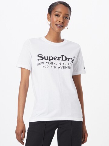 Maglietta 'VINTAGE VENUE INTEREST' di Superdry in bianco: frontale