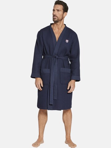 Jan Vanderstorm Long Bathrobe ' Aretti ' in Blue: front