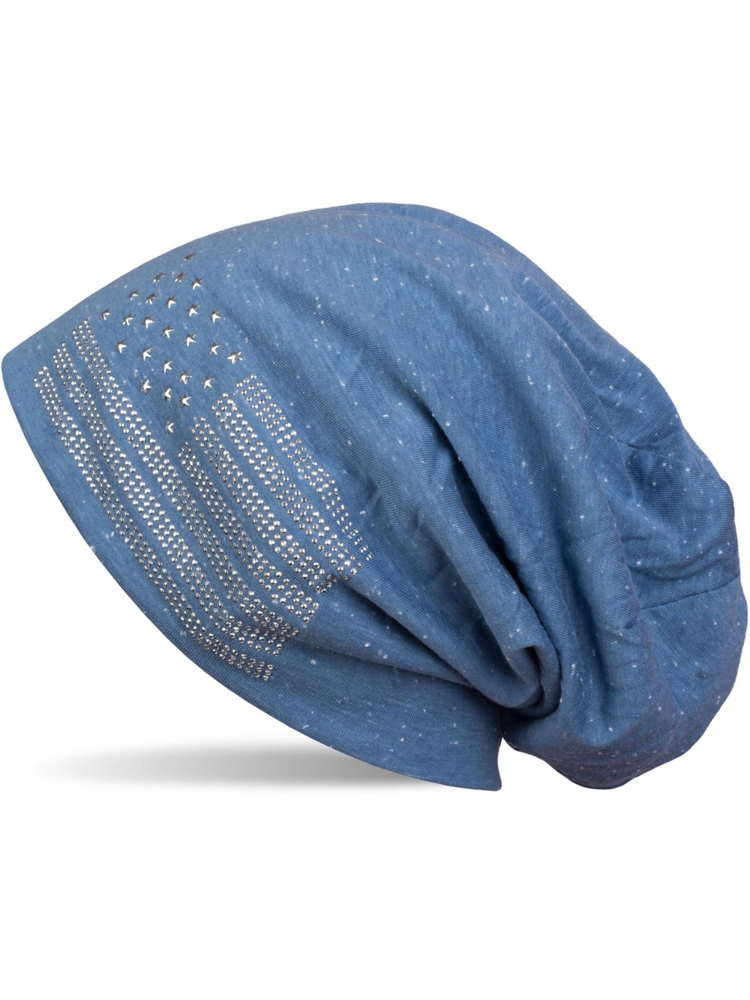 styleBREAKER Beanie 'Beanie mit USA Flagge aus Strass' in Blue denim, Item view