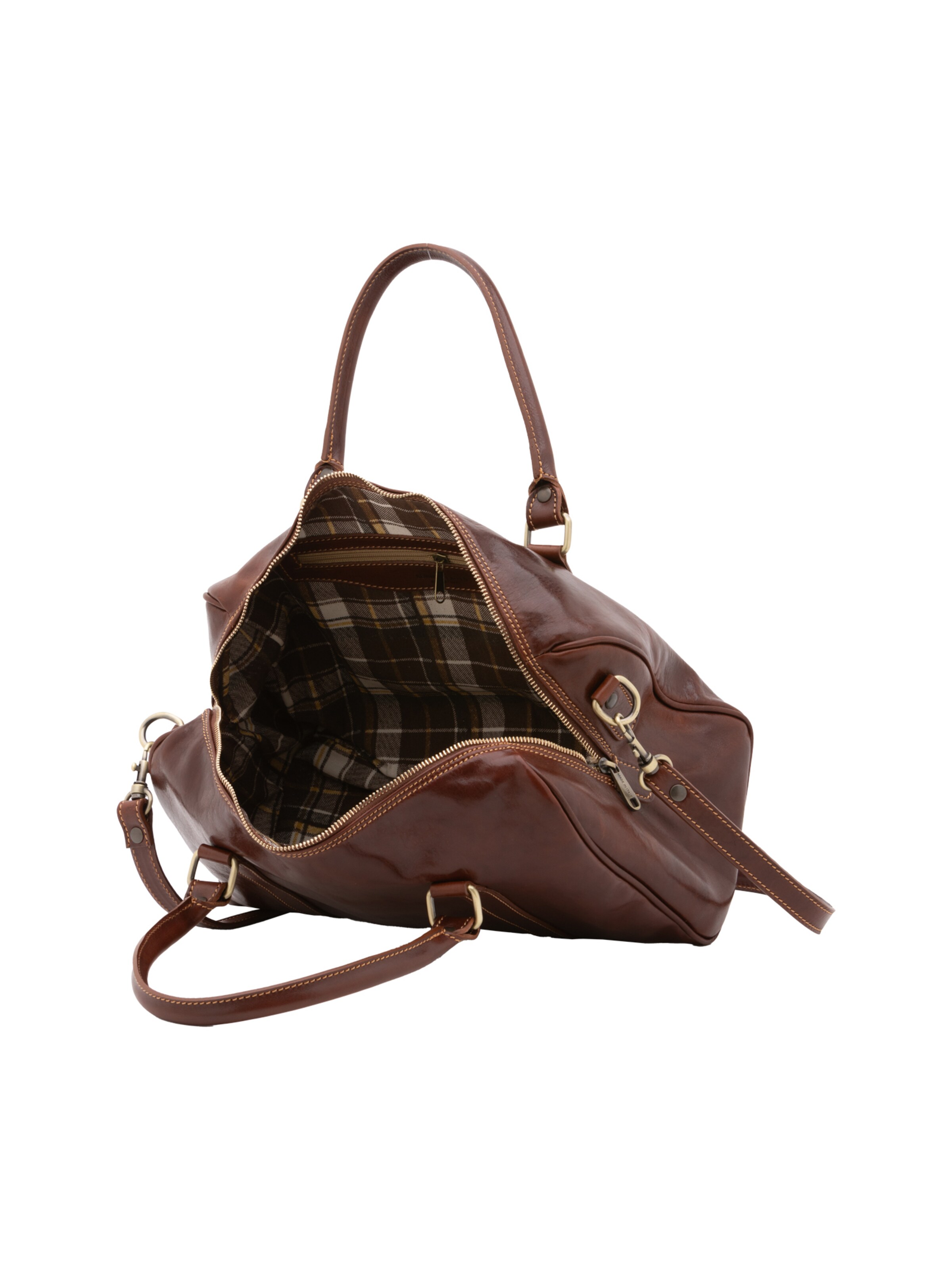 Borsa da viaggio 'Borsa a Bauletto Donna Pelle Vacchetta - Tracolla Rimovibile' di I Fratelli in marrone