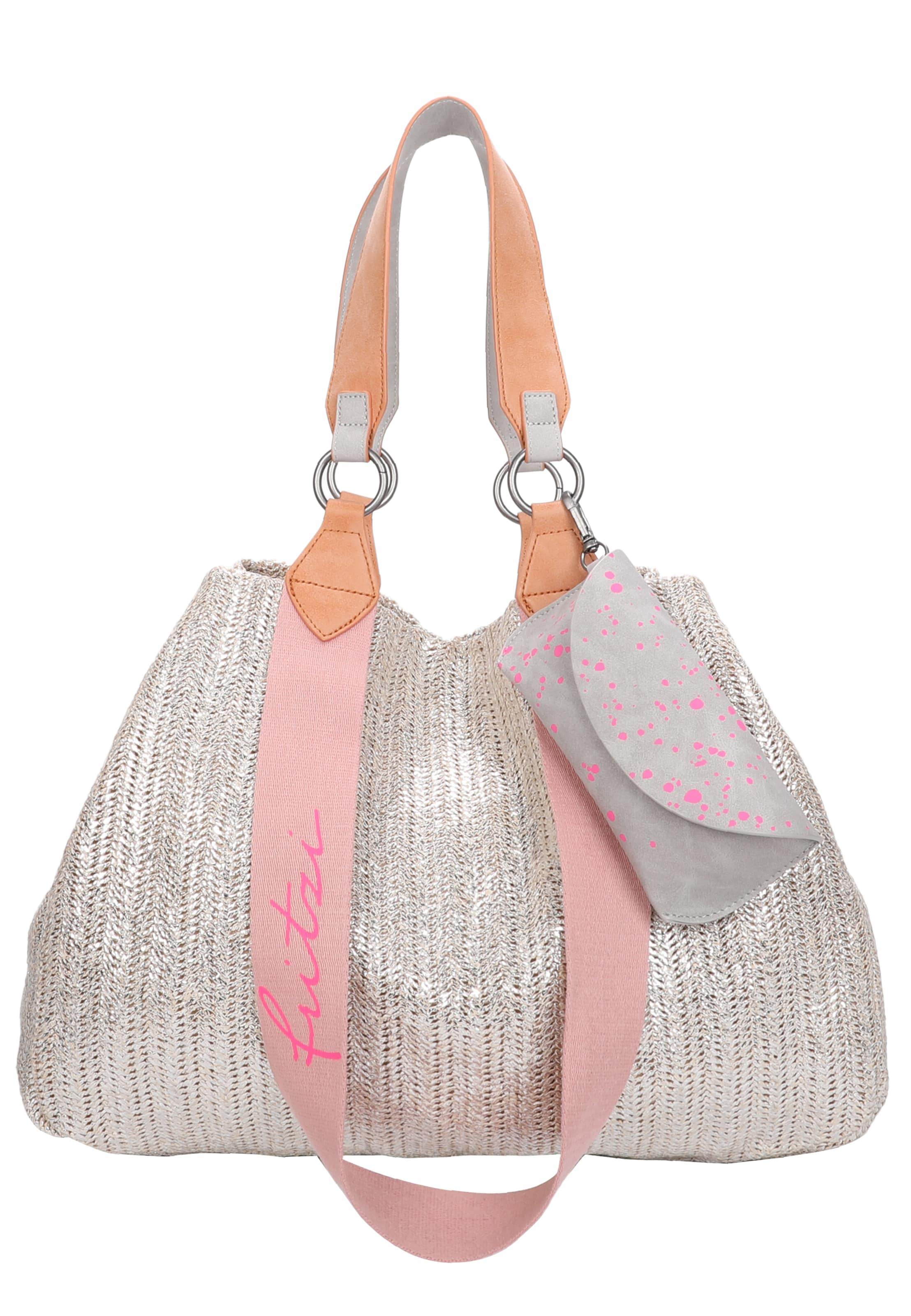 Fritzi aus Preußen Shopper 'Izzy Medium Limited Painted Straw' in Silber: Vorderseite