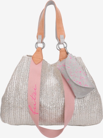 Fritzi aus Preußen Shopper 'Izzy Medium Limited Painted Straw' in Silber: Vorderseite