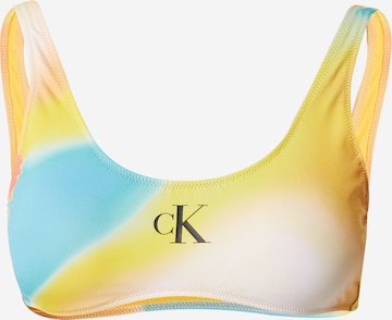 Calvin Klein Swimwear Bralette Bikini Top in Yellow: front