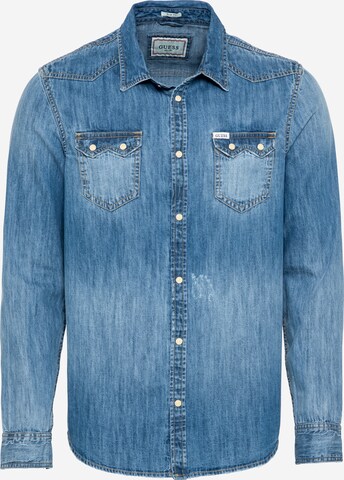 GUESS Regular fit Button Up Shirt 'Connor' in Blue: front