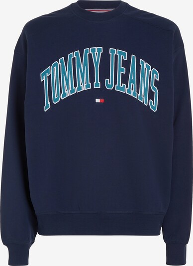 Megztinis be užsegimo iš Tommy Jeans, spalva – tamsiai mėlyna / žalsvai mėlyna / ryškiai raudona / balta, Prekių apžvalga