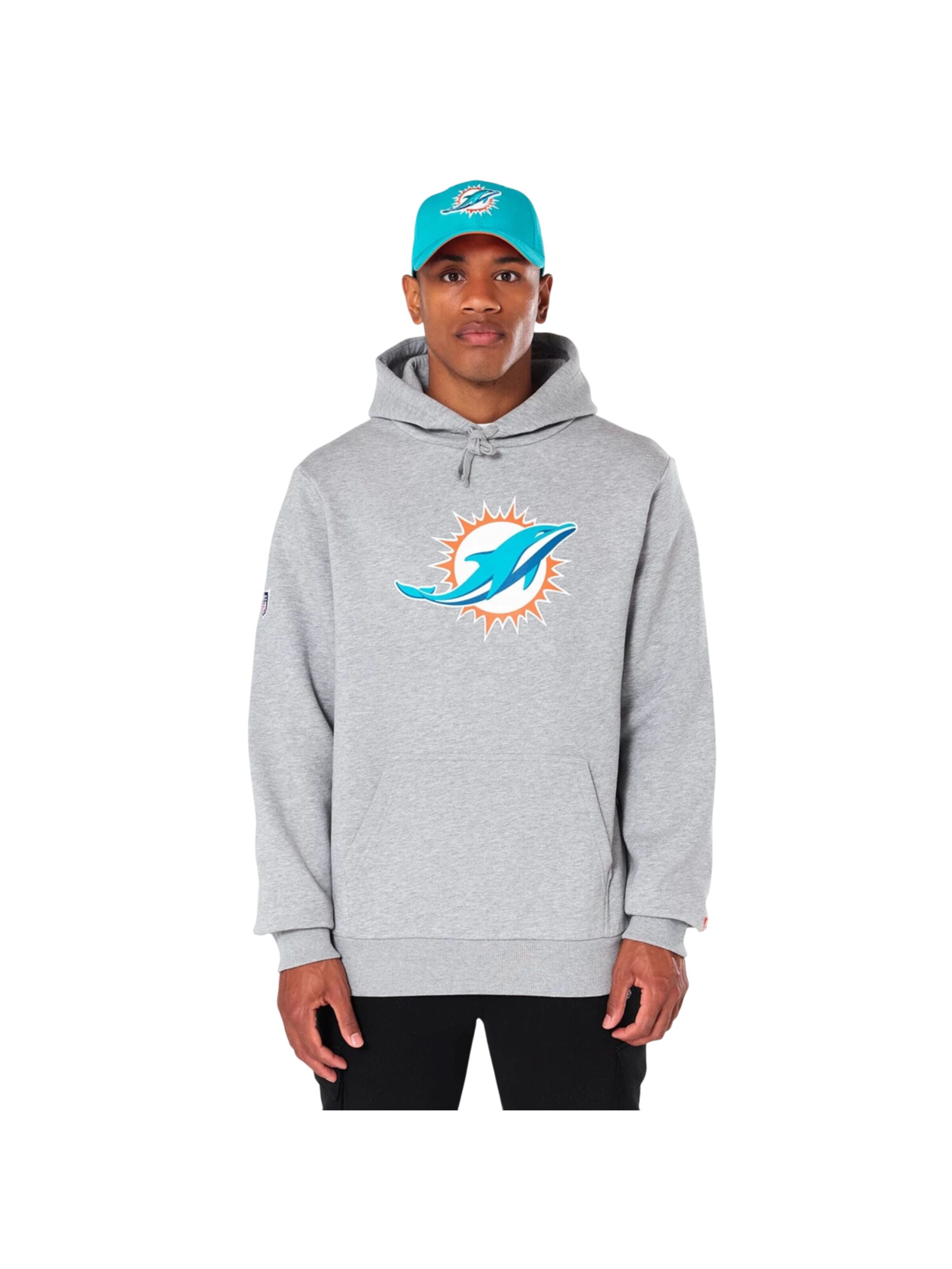 NEW ERA Sweatshirt 'NFL Miami Dolphins Logo' in Grey: front