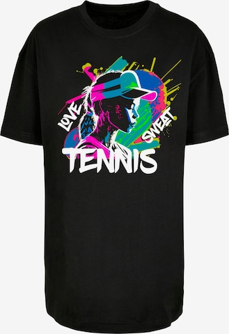 Merchcode Shirt 'Tennis Love, Sweat' in Zwart: voorkant