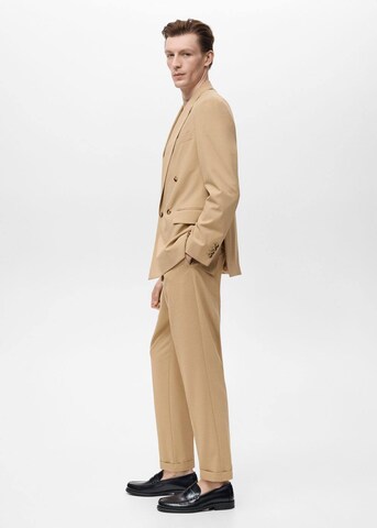 MANGO MAN Loose fit Pleat-Front Pants 'Boston' in Beige