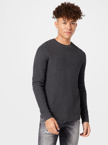 TOM TAILOR Sweater in Black: front