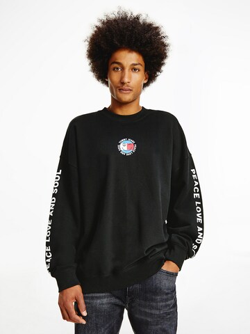 Tommy Jeans Sweatshirt in Zwart: voorkant