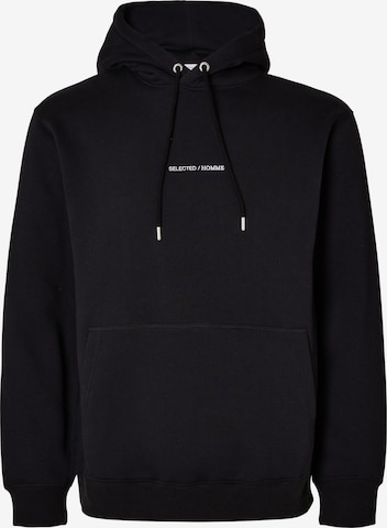 SELECTED HOMMESweater majica 'Hankie' - crna boja: prednji dio
