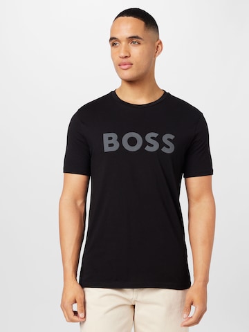 Tricou 'Thinking 1' de la BOSS Orange pe negru: față