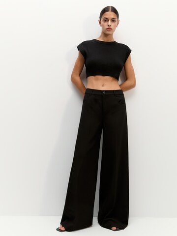 Wide Leg Pantalon Pull&Bear en noir