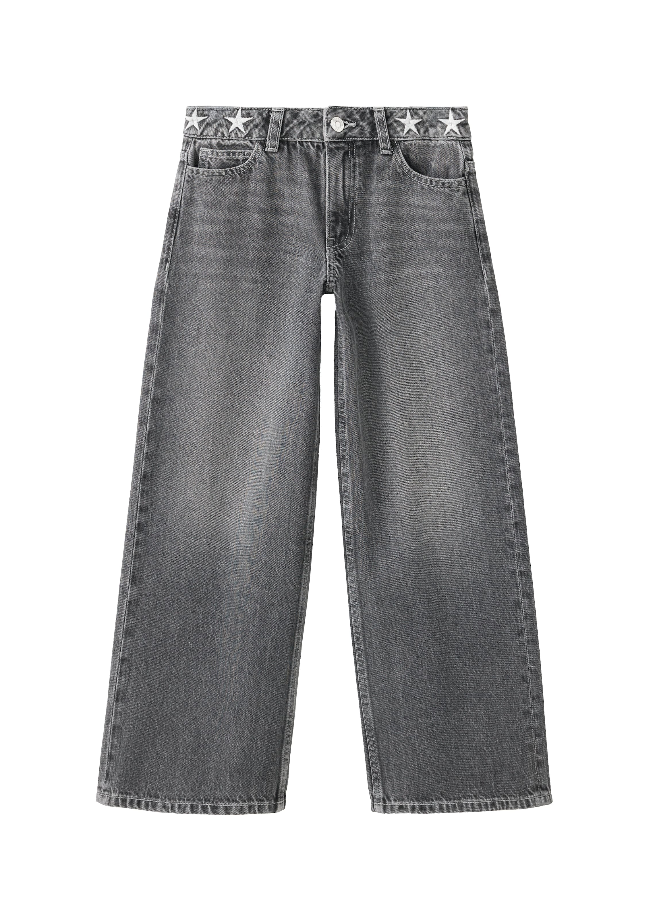 MANGO KIDS Wide leg Jeans in Grijs: voorkant